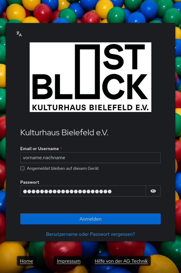 Login-Bildschirm